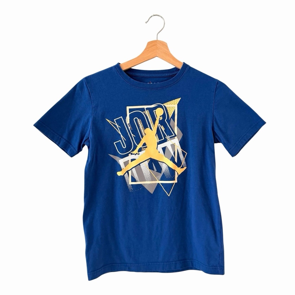 Nike Jordan Boys T Shirt Blue Jumpman‎ Graphic Youth 12-13Y Large